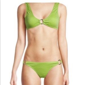 NWT KENDALL + KYLIE Women's Lime Green 2-Piece Ring Bikini Set Top XL bottom L